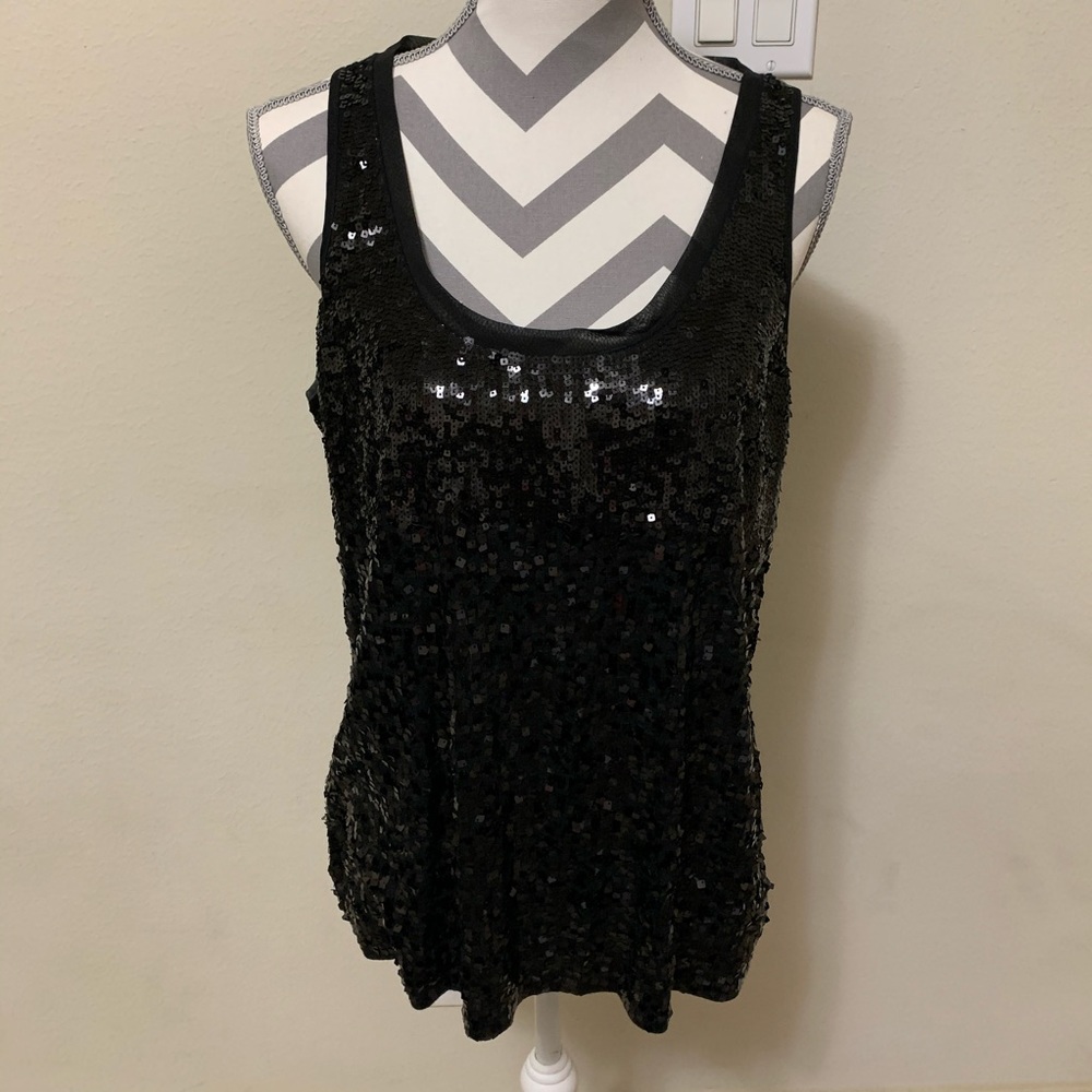 Express Black Sequin Tank Top